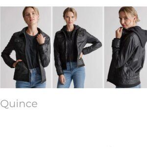 NWOT Quince Lamb Leather Jacket with Removable Hood